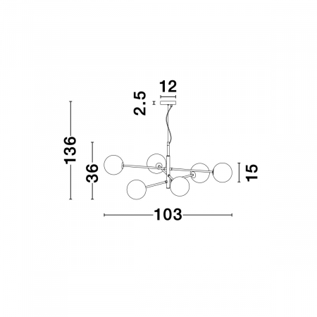 Lampa suspendata neagra cu auriu VITRA 103 cm - Nova Luce [1]