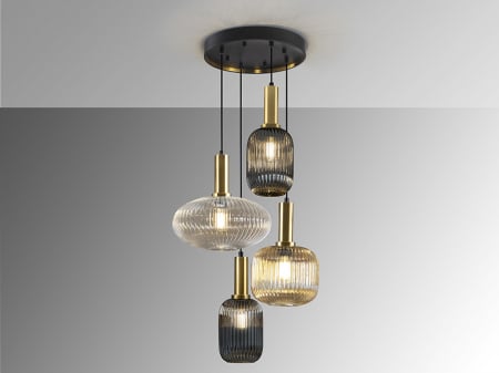 Candelabre - Lampa suspendata NORMA 4, alama/negru, diametru 56 cm - SCHULLER