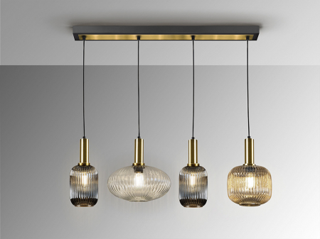Lampa suspendata NORMA 4L, alama/negru, lungime 98 cm - SCHULLER