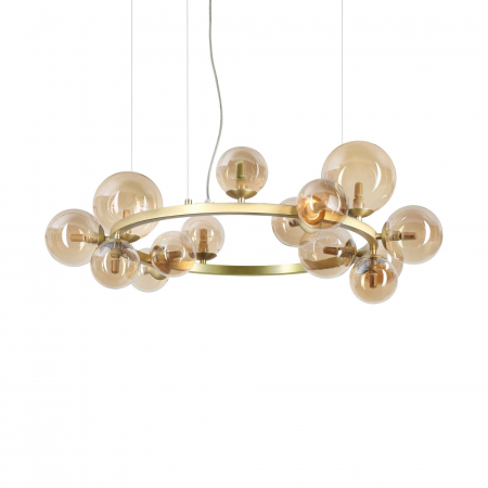 Lampa suspendata PERLAGE SP14, auriu/amber, diametru 85 cm - IDEAL LUX