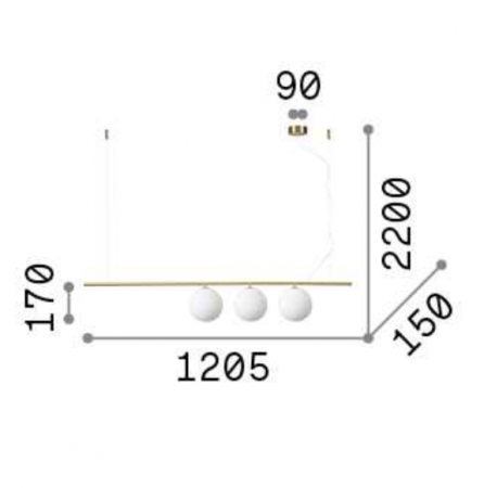 Lampa suspendata PERLINE SP3, negru, lungime 120.5 cm - IDEAL LUX [1]
