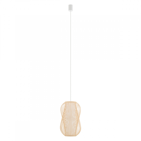 Iluminat zona living - Lampa suspendata PUKET M, lemn/alb, 1*E27, diametru 26 cm - NOWODVORSKI