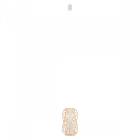 Iluminat zona living - Lampa suspendata PUKET S, lemn/alb, 1*E27, diametru 21 cm - NOWODVORSKI