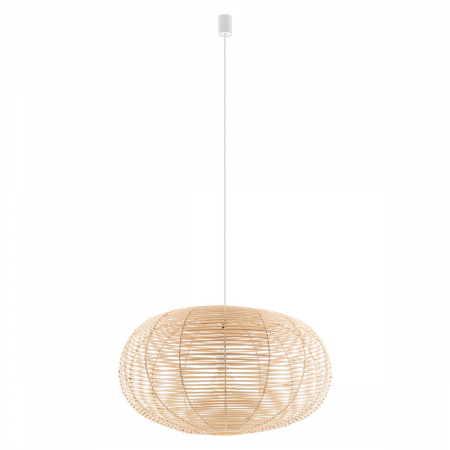 Lampi suspendate - Lampa suspendata RATTAN L, lemn/alb, 1*E27, diametru 79 cm - NOWODVORSKI