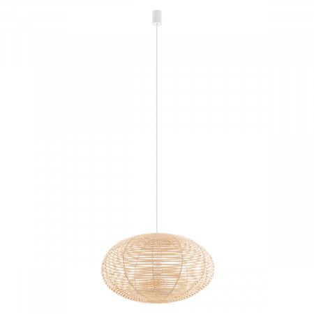 Lampi suspendate - Lampa suspendata RATTAN M, lemn/alb, 1*E27, diametru 60 cm - NOWODVORSKI