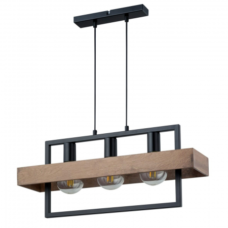 Lampi suspendate - Lampa suspendata ROBIN III, neagra cu lemn, 61 cm