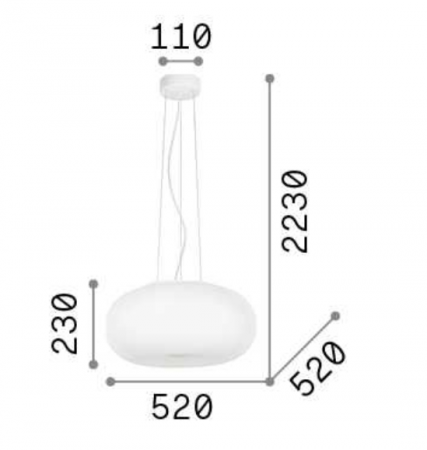 Lampa suspendata ULISSE SP3, alb, diametru 52 cm - IDEAL LUX [1]