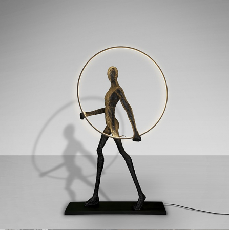 Lampadare - Lampadar LED tip statuie masculina CAMINANTE, negru, 3000K, 370 lm, inaltime 150 cm - SCHULLER