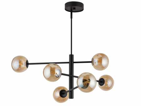 Lustra ORO VI, negru/chihlimbar, 6*G9, 12W, lungime 83 cm - SIGMA