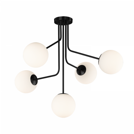 Lampi suspendate - Lustra PARMA 5L, negru/alb, 5*E27, diametru 88 cm - ACB