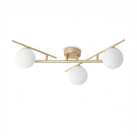 Plafoniere - Lustra tip plafoniera ATLAS, auriu/alb, 3*G9, lungime 50 cm - IDEAL LUX