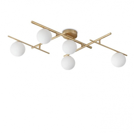 Lustra tip plafoniera ATLAS, auriu/alb, 5*G9, lungime 106 cm - IDEAL LUX
