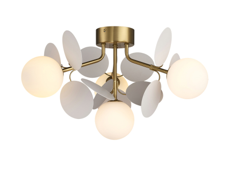 Plafoniere - Lustră tip plafonieră CHIC, alb/auriu, 45 cm