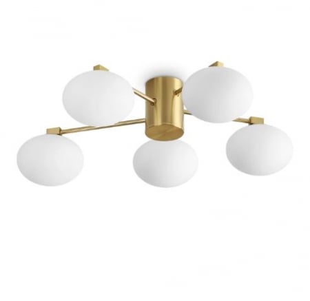 Corpuri de iluminat - INTERIOR - Lustra tip plafoniera HERMES V, alama/alb, 5*G9, diametru 60 cm - IDEAL LUX