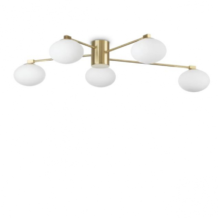Corpuri de iluminat - INTERIOR - Lustra tip plafoniera HERMES V, alama/alb, 5*G9, diametru 90 cm - IDEAL LUX