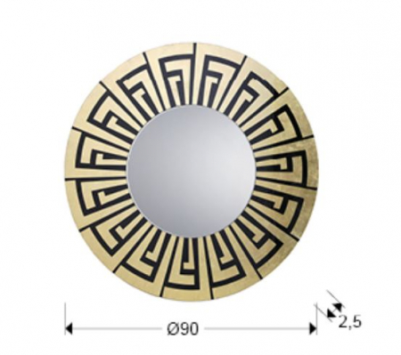 Oglinda decorativa rotunda AQUILES, auriu/negru, diametru 90 cm - SCHULLER [3]