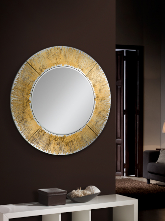 Oglinda decorativa rotunda AURORA, rama aurie, diametru 100 cm - SCHULLER [1]