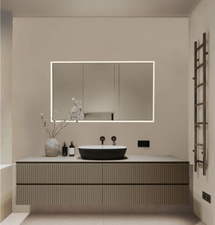 Oglinzi - Oglinda dreptunghiulara LED AMBOR, iluminare frontala, 1423 lm, IP44, intrerupator touch, functie dezaburire, 60*80 cm - NOVA LUCE