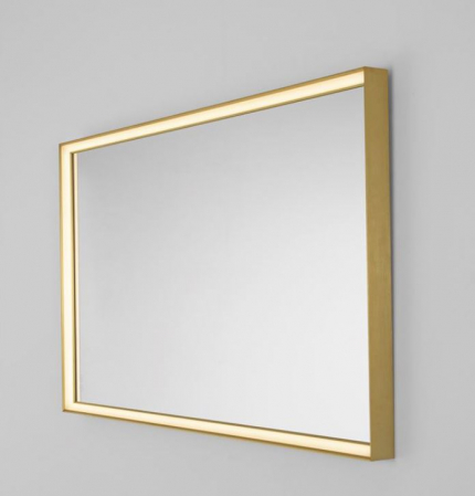Oglinda dreptunghiulara LED AMBOR, iluminare frontala, rama aurie, 2556 lm, IP44, intrerupator touch, functie dezaburire, 70*120 cm - NOVA LUCE [2]