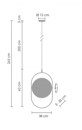 Pendul LED ELIPSE negru, 3000K, 38 cm - Step into Design [5]
