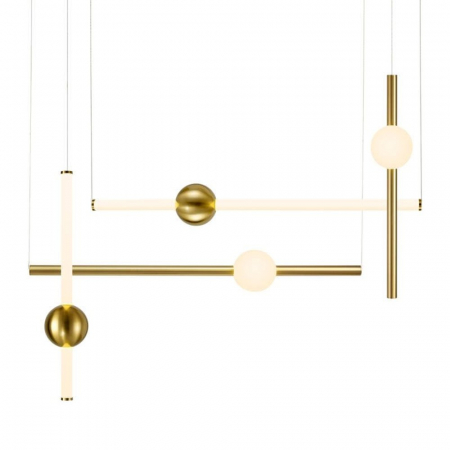 Lustră LED O-LINE S-4, alamă/alb, 3000K, 110 cm - Step into Design