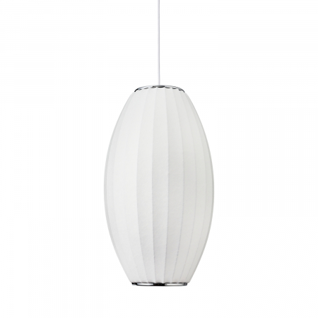 Lampi suspendate - Lampă suspendată SILK BARREL albă, înăltime 50 cm - Step into Design