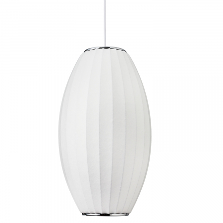 Lampă suspendată SILK BARREL albă, înăltime 60 cm