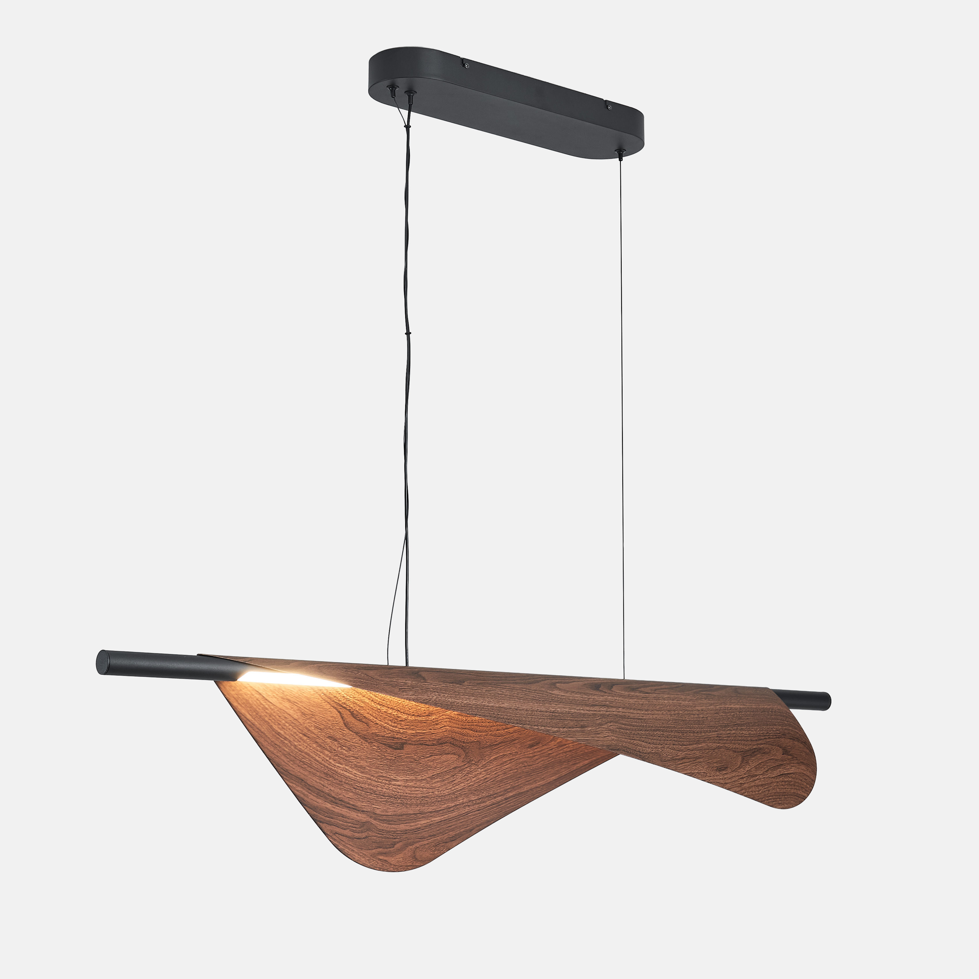 Lampi suspendate - Lampă suspendată LED CORTINA, lemn/negru, 105 cm - Altavola