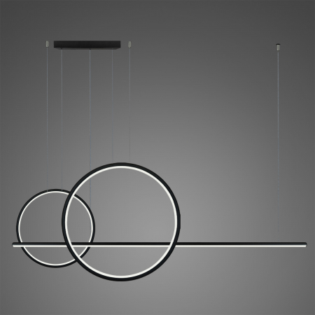 Lampi suspendate - Lampa suspendata neagra LED LINEA Nr.4 B Φ60/40 cm, 4000K, lungime 150 cm - ALTAVOLA DESIGN