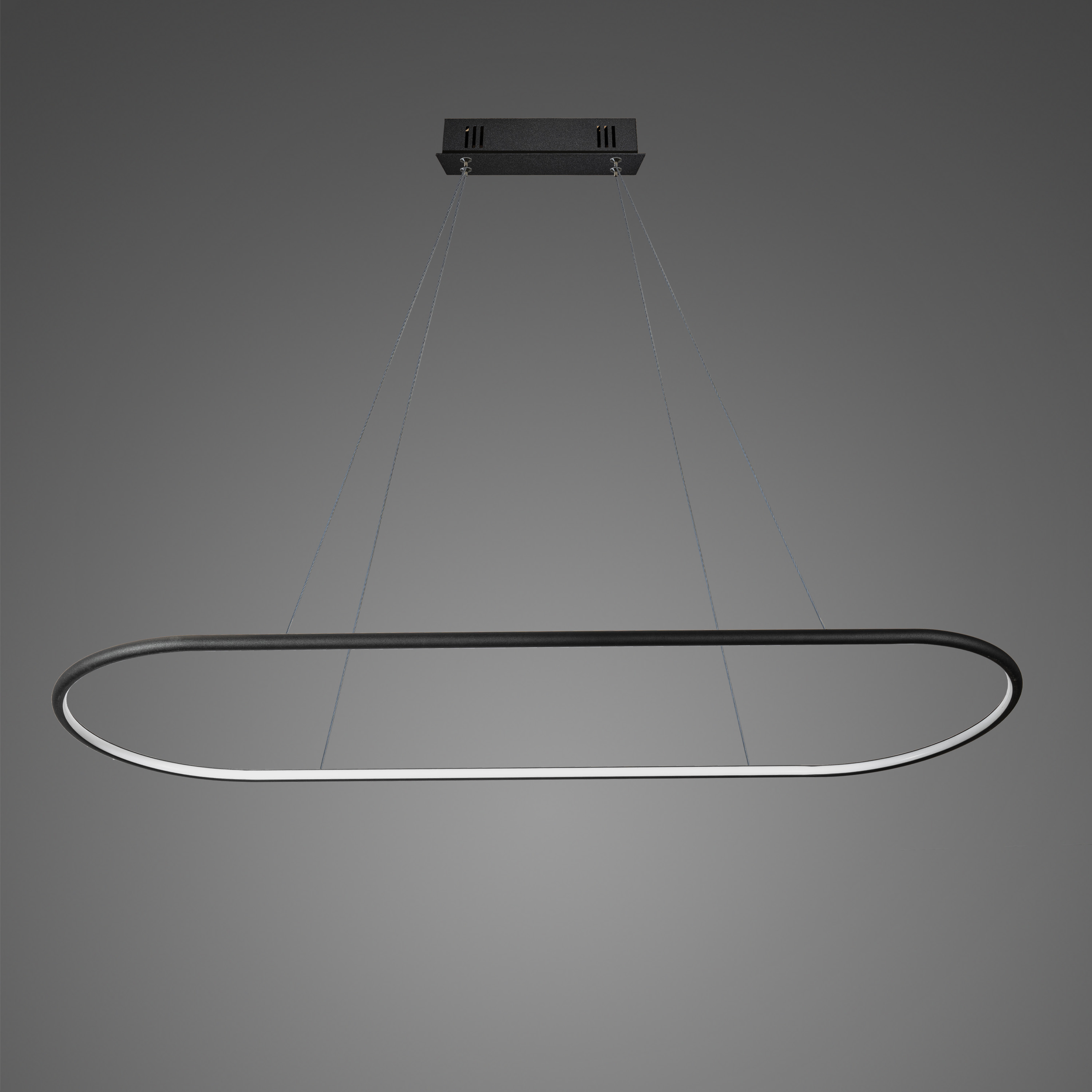 Lampi suspendate - Lampa suspendata LED RING OVAL, negru, 120 cm - ALTAVOLA DESIGN