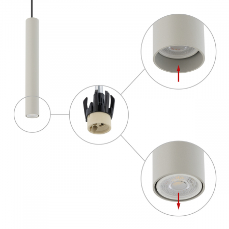 Pendul FOURTY M gri deschis, 1*GU10, 10W, diametru 4 cm - NOWODVORSKI [3]