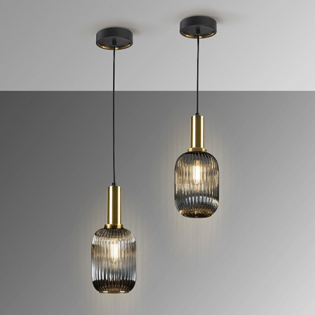 Pendul NORMA 1, negru/alama/fumuriu, diametru 14 cm - SCHULLER 225632