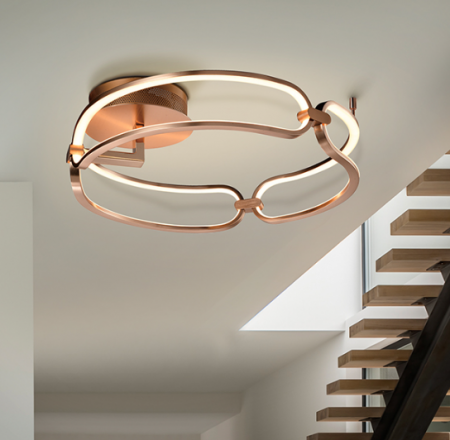 Iluminat zona living - Plafoniera COLETTE LED, auriu-rose, 3000K, diametru 47 cm - SCHULLER