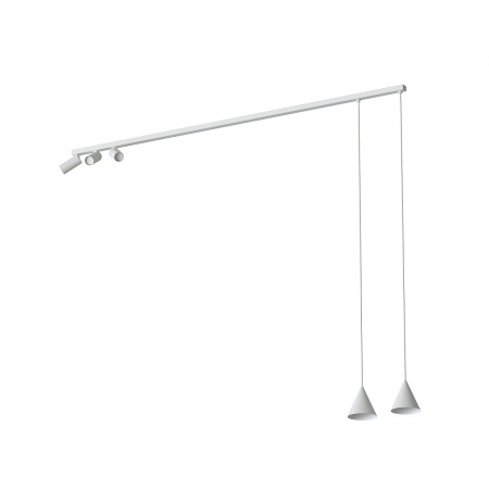 Iluminat tehnic / Spoturi - Plafoniera cu spoturi si pendule FOURTY V, alb, lungime 150 cm - NOWODVORSKI