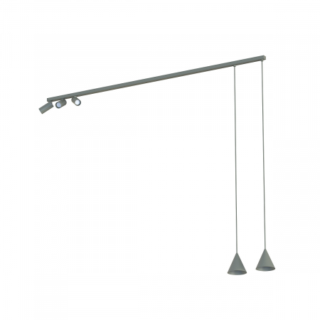 Plafoniera cu spoturi si pendule FOURTY V, gri, lungime 150 cm - NOWODVORSKI