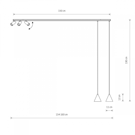 Plafoniera cu spoturi si pendule FOURTY V, negru, lungime 150 cm - NOWODVORSKI [2]