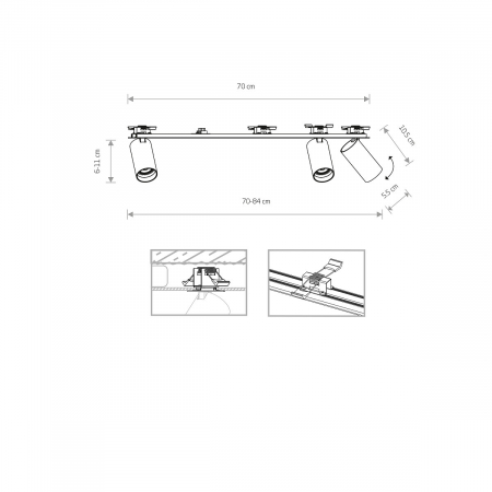 Plafoniera incastrabila in tavan cu spoturi MONO SURFACE III, alb/auriu, 3*GU10, lungime 70 cm - NOWODVORSKI [2]