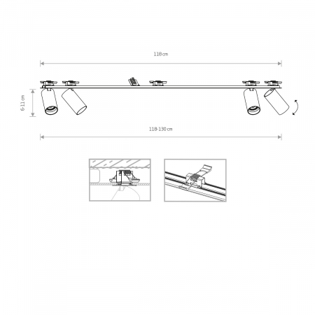 Plafoniera incastrabila in tavan cu spoturi MONO SURFACE IV, negru, 4*GU10, lungime 118 cm - NOWODVORSKI [2]