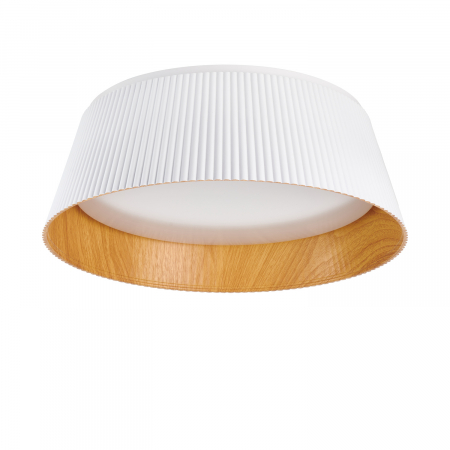 LED - Plafonieră led Frill, alb/lemn, 3000K, diametru 45 cm - Step into Design