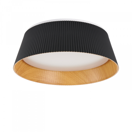 LED - Plafonieră led Frill, negru/lemn, 3000K, diametru 45 cm - Step into Design