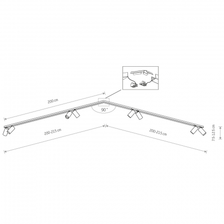 Plafoniera pentru colt cu spoturi MONO VIII, alb/auriu, 8*GU10, lungime 200 cm - NOWODVORSKI [1]