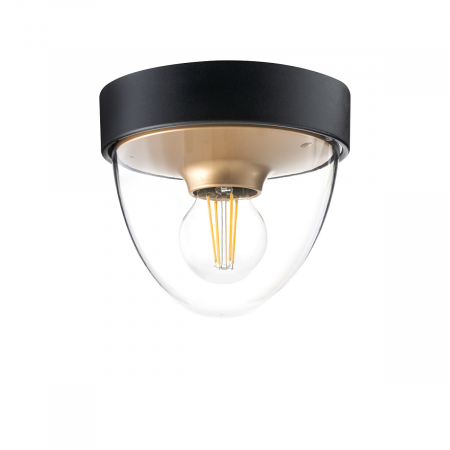 Tavan - Plafoniera pentru exterior NOOK, negru/auriu/transparent, 1*E27, IP44, diametru 18 cm - NOWODVORSKI 7976