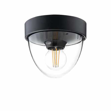 Corpuri de iluminat - EXTERIOR - Plafoniera pentru exterior cu senzor NOOK, negru/transparent, 1*E27, IP44, diametru 18 cm - NOWODVORSKI 7977