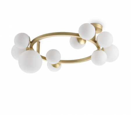 Plafoniere - Lustra tip plafoniera PERLAGE PL10, auriu/alb, 10*G9, lungime 70 cm - IDEAL LUX