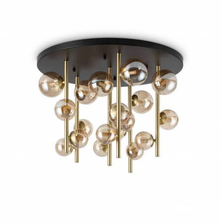 Plafoniere - Plafoniera PERLAGE PL18, auriu/amber, diametru 75 cm - IDEAL LUX
