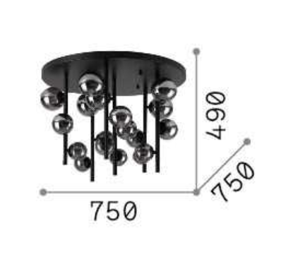 Plafoniera PERLAGE PL18, negru/fume, diametru 75 cm - IDEAL LUX [2]