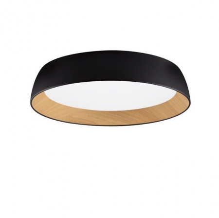 LED - Plafoniera rotunda LED SIGI, negru/lemn, dimabila, 3000K, 4201Lm, diametru 60 cm - NOVA LUCE