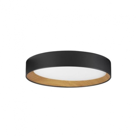 LED - Plafoniera rotunda LED STAKE, negru/lemn, dimabila, 3000K, 2312 lm, diametru 45 cm - NOVA LUCE