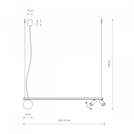 Sina cu spoturi suspendata FOURTY III, gri deschis/alb, lungime 101 cm - NOWODVORSKI [1]
