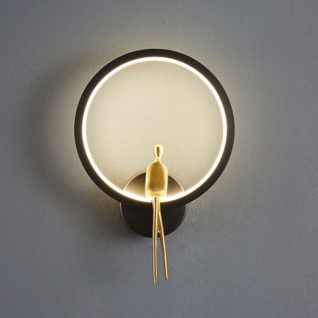 Lampă de perete LED AMICI RING, negru/auriu, 3000K [2]